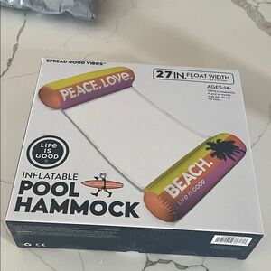 Life Is Good Vibrant Pool Hammock with Peace and Beach Design